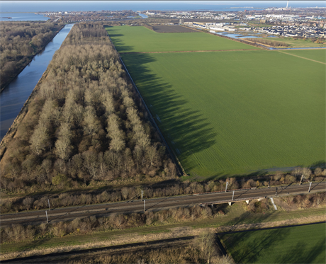 Luchtfoto van gebied waar de nieuwe weg komt te liggen Fotostudio Wierd